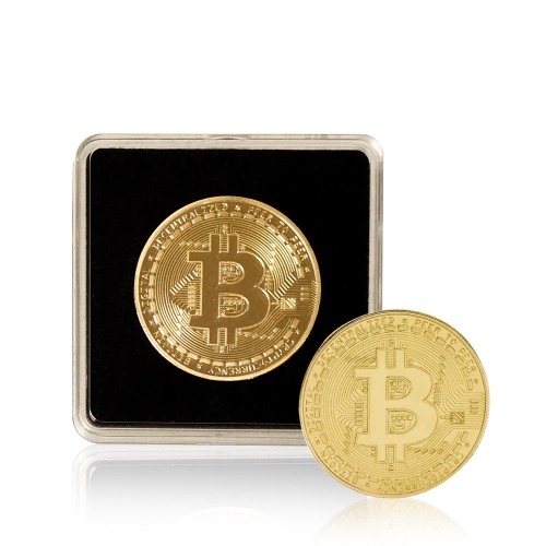비트코인 코인 주화 [심플케이스] Simple CASE 24K GOLD 금도금 순금도금 가상화폐 코인 bitcoin coin 기념주화 비트코인