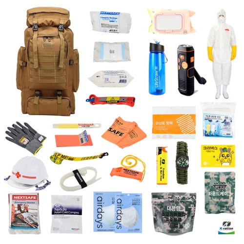케이레이션 생존가방 E세트 80L 30일 지진용품,생존배낭, 전쟁배낭, 재난대비물품, 지진가방