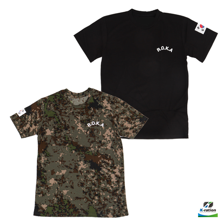 (케이레이션) ROKA 코리아아미 반팔 티셔츠 (블랙/육군) 로카 군인 밀리터리 반팔티